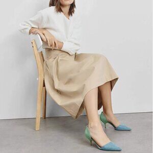 Women's Two-Tone Pointed Kitten Heel Pumps - Green & Blue